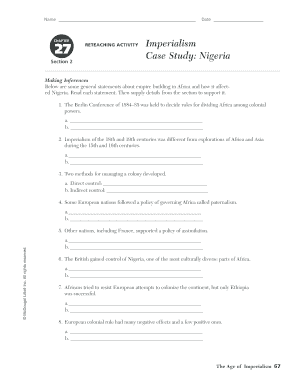 Chapter 27 Section 2 Imperialism Case Study Nigeria  Form