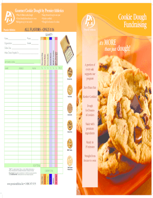 Premier Athletics Cookie Dough Fundraiser Printable Sheets  Form