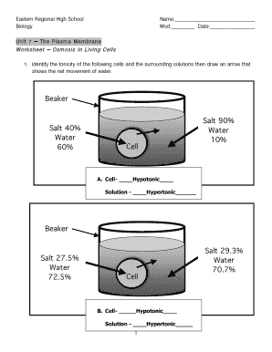 Osmosis Problems Worksheet  Form