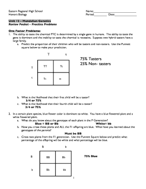 Genetics Problems Answer Key  Form