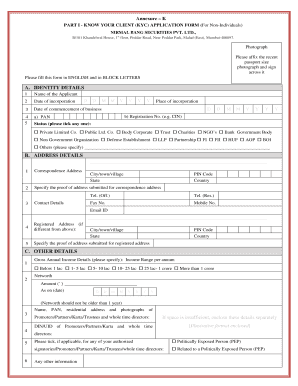 PART I KNOW YOUR CLIENT KYC APPLICATION FORM for NonIndividuals