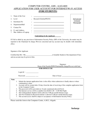 Amu Internet Portal Form