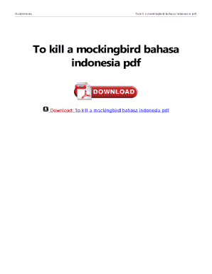 To Kill a Mockingbird Terjemahan Indonesia PDF  Form