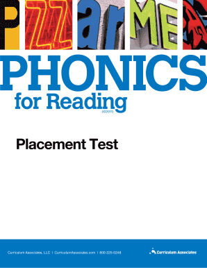Phonics for Reading Placement Test  Form