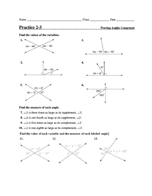Proving Angles Congruent Worksheet  Form