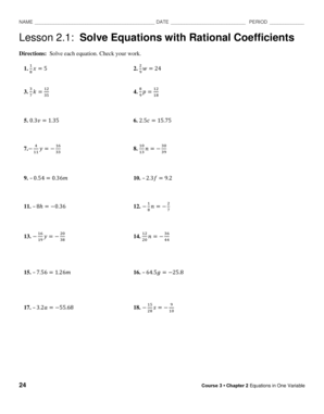 Lesson 21 Solve Equations with Rational Coefficients Hasdk12  Form