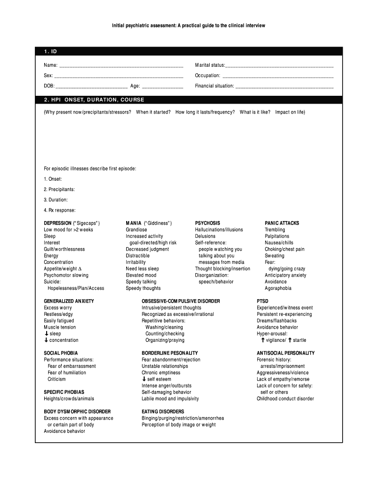 Initial Psychiatric  Form