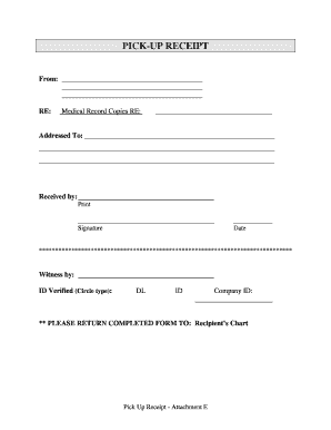 Pick Up Receipt Template  Form