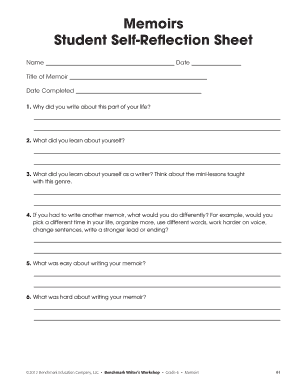 Self Reflection Sheet  Form