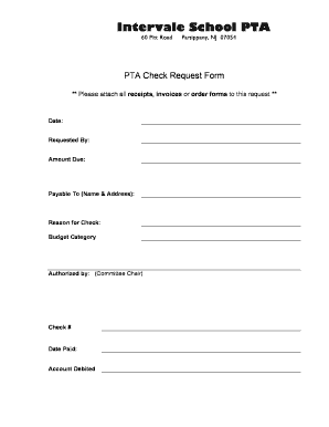 PTA Check Request Form Intervale Parsippany Troy Hills Pthsd K12 Nj