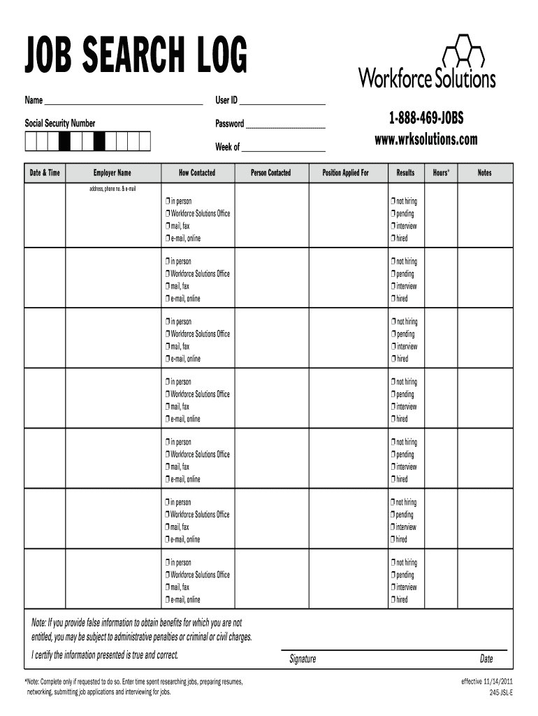  Wyoming Unemployment Work Search Sheet Blank 2011-2024