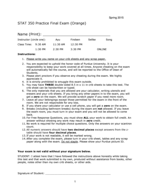 Purdue Stat 350  Form