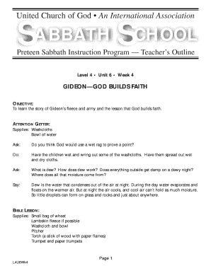 Sabbath School Program Outline  Form