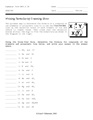 Writing Formulas by Crossing over Worksheet Answers