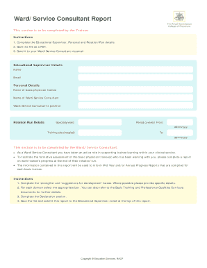 Ward Service Consultant Report  Form