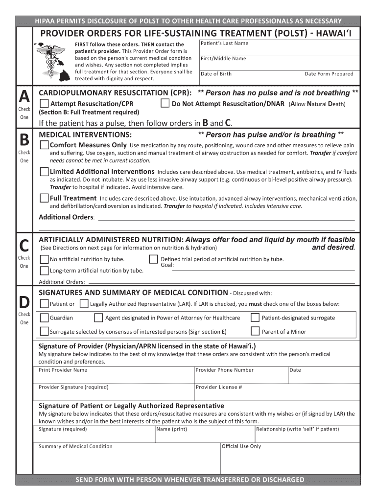  Hawaii Polst Form 2014-2024