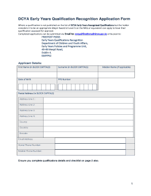 Dcya Qualification Recognition Form