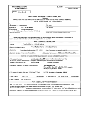  Transfer Claim Form 13 Revised Para 57 2015