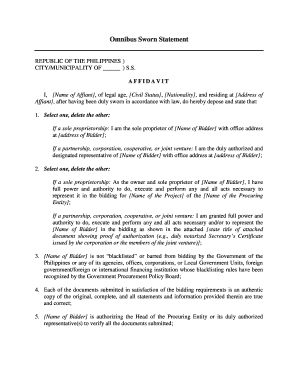 Omnibus Sworn Statement  Form