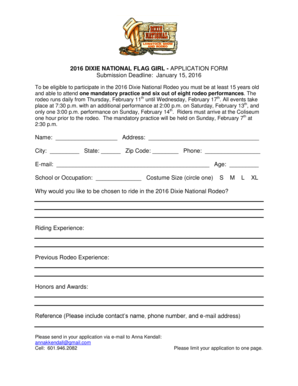 Dixie National Flag Girl Application Form