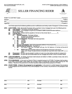 SELLER FINANCING RIDER BAEC Bar Association  Form