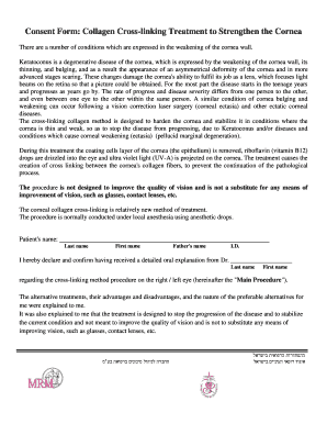 Consent Form Collagen Cross Linking Treatment to