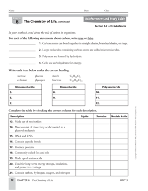 Section 6 3 Life Substances Answer Key  Form