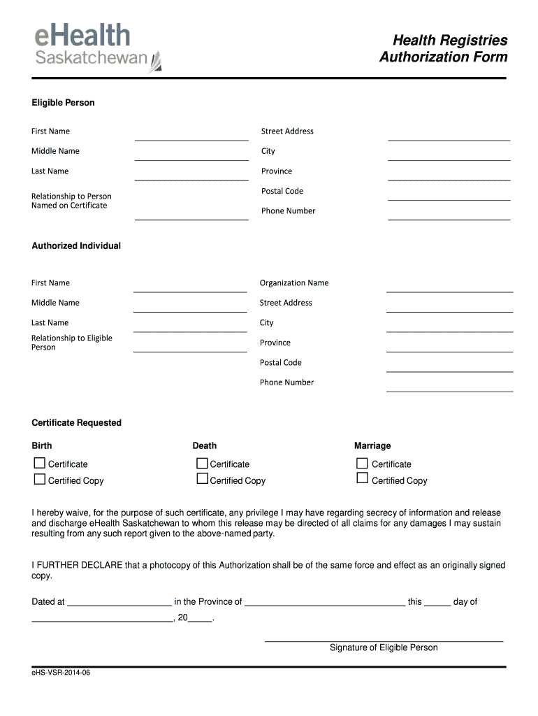 Registries Authorization Form