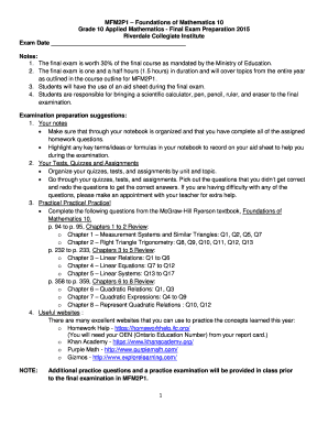 Grade 10 Final Exam  Form