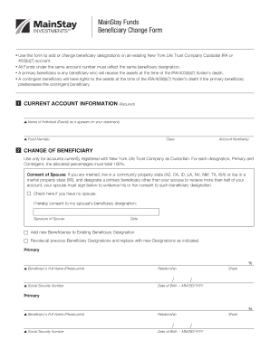 MainStay Funds Beneficiary Change Form