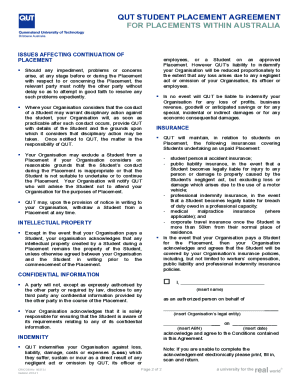 Qut Wil Placement Agreement  Form