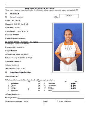 Standard FDW Biodata Form 121016