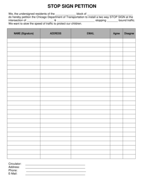 Stop Sign Petition Template  Form