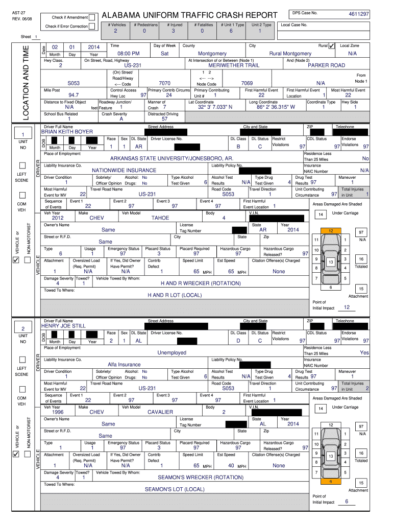 ALABAMA UNIFORM TRAFFIC CRASH REPORT Worldnow