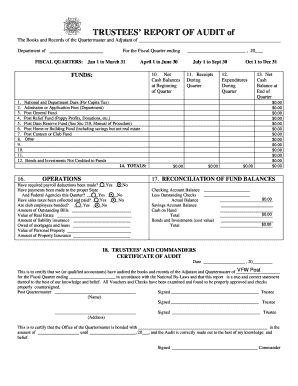 TRUSTEES REPORT of AUDIT of VFW PA HQ  Form