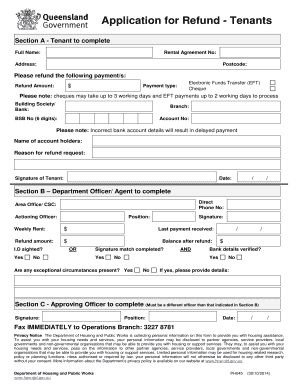 PH045 Application for Refund Tenants  Form