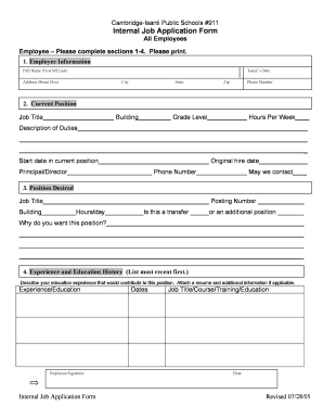 Internal Job Application Form