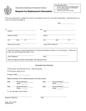  Request Employment Information Form 2016-2024