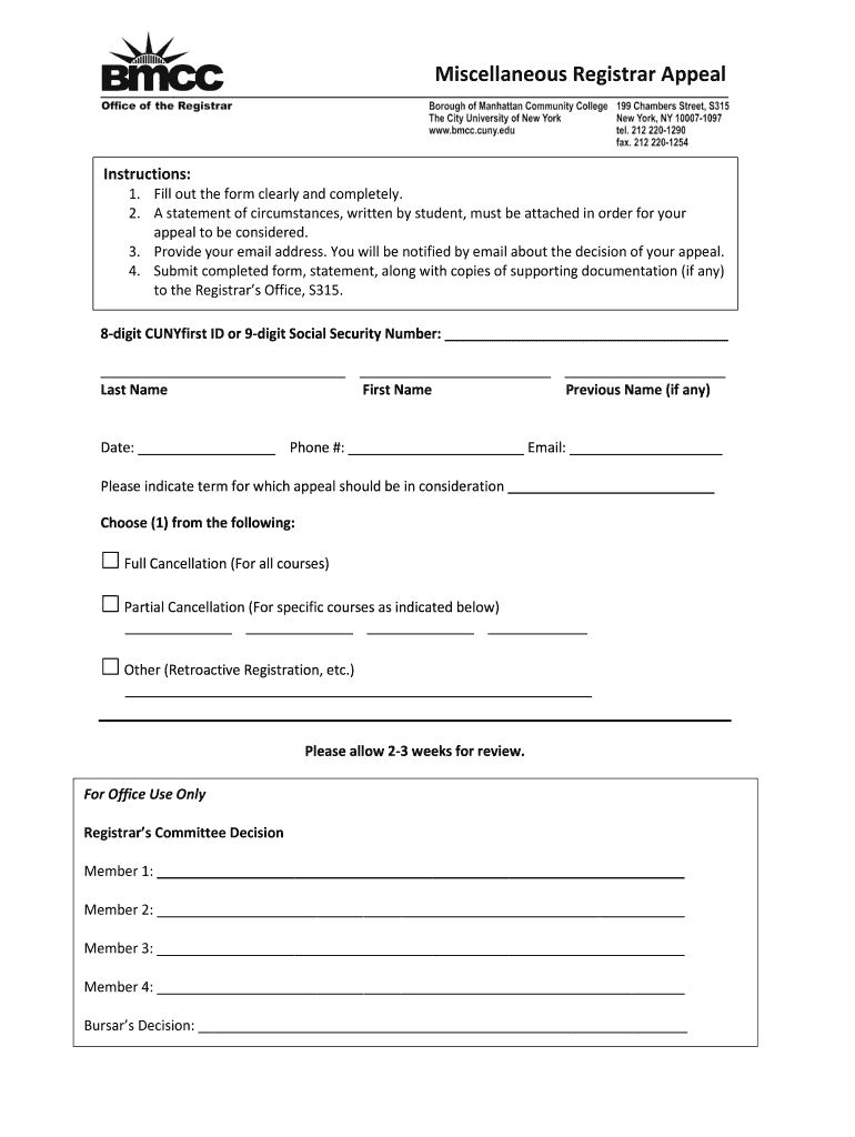 Appeal Bmcc  Form