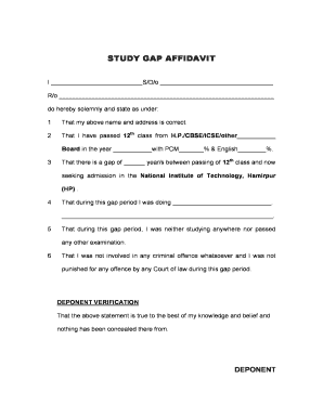 Study Gap Affidavit  Form