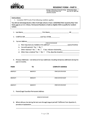 Residence State  Form