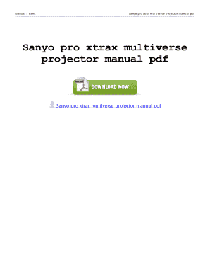 Sanyo Pro Xtrax Multiverse Projector Manual  Form
