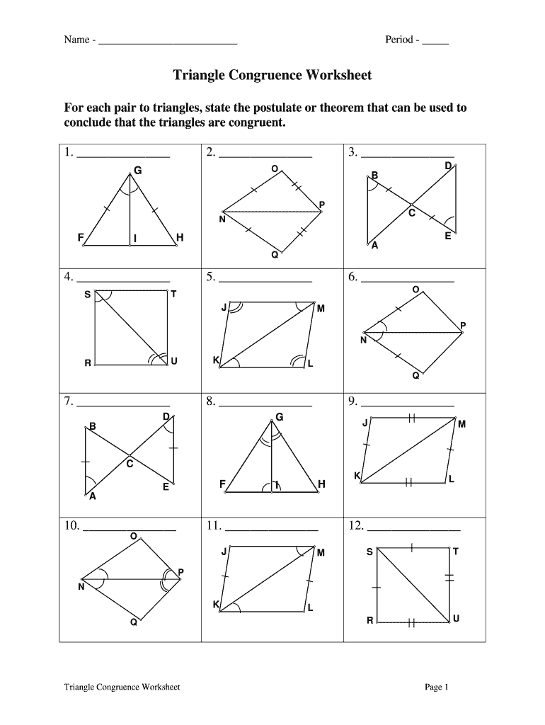 Triangle Congruence Worksheet  Form