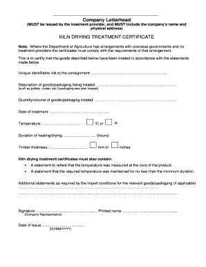 Drying Certificate  Form