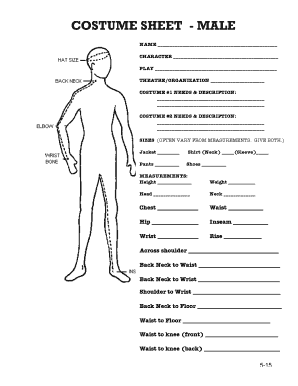 5 15 Costuming Measurement Sheetsdoc  Form