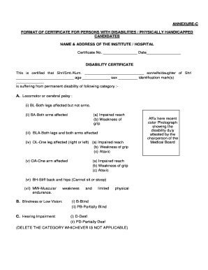 Disability Certificate Format