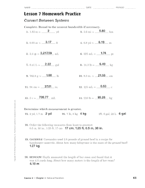 Lesson 7 Convert between Systems Answers  Form