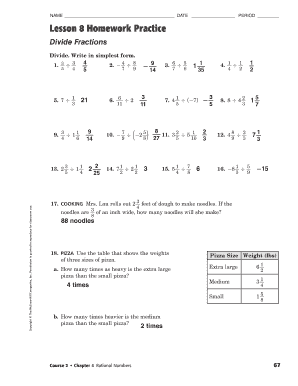 Lesson 8 Homework Practice Divide Mixed Numbers Answer Key  Form