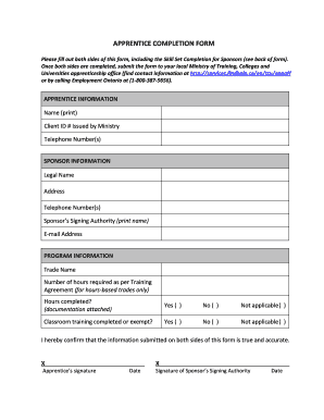 Apprenticeship Completion Form
