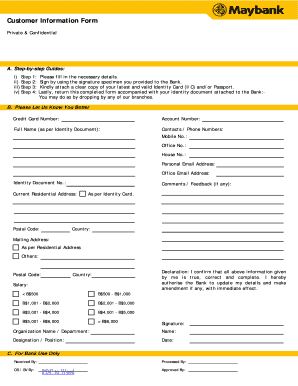  Maybank Customer Information Update Form 2012
